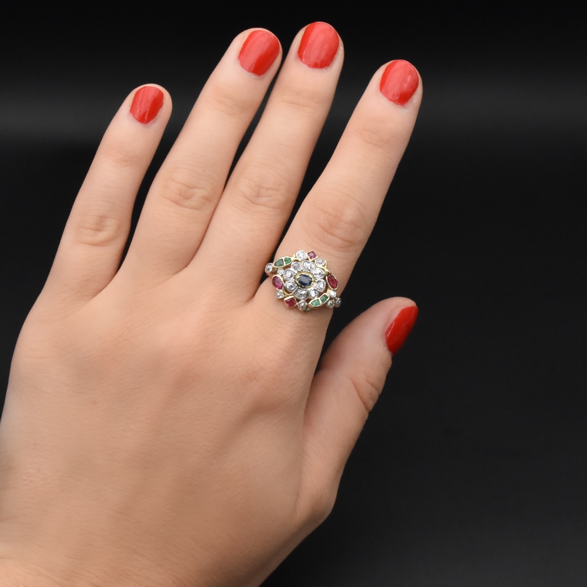 Giardinetti Ring With Diamonds, Rubies, Emeralds, And Sapphires – 19th Century-photo-6