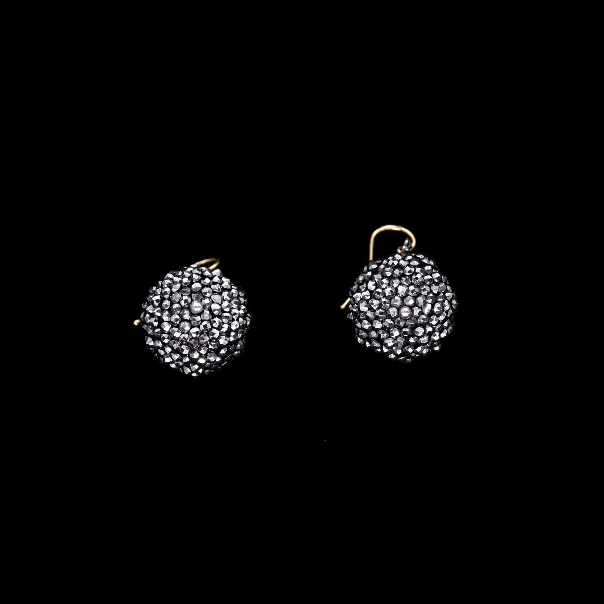 Faceted Steel Ball Earrings - 19th Century-photo-4