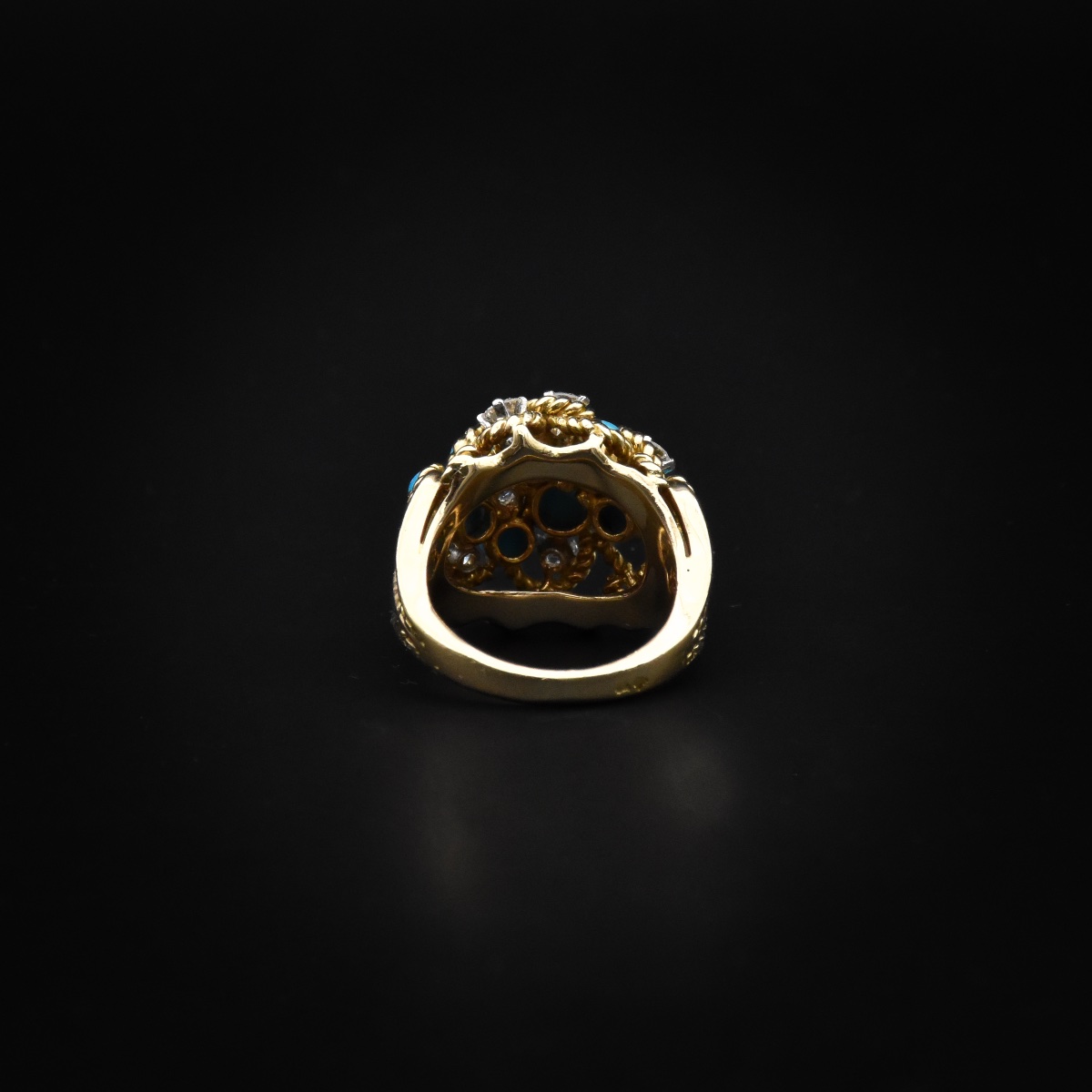 Bague turquoises et diamants - Travail français, vers 1970-photo-3