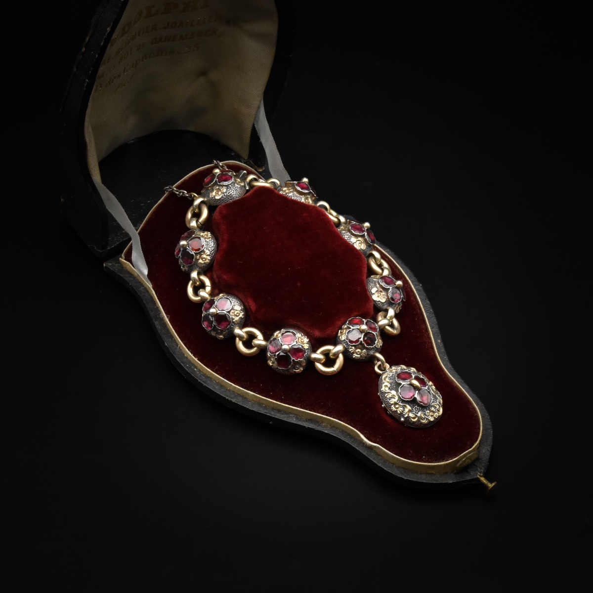 Blackened Silver, Vermeil, And Garnet Bracelet - Frédéric-jules Rudolphi, Mid-19th Century-photo-5