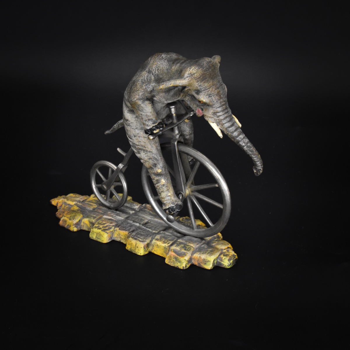 Elephant On A High-wheeler - Viennese Bronze, Ca. 1900-photo-2