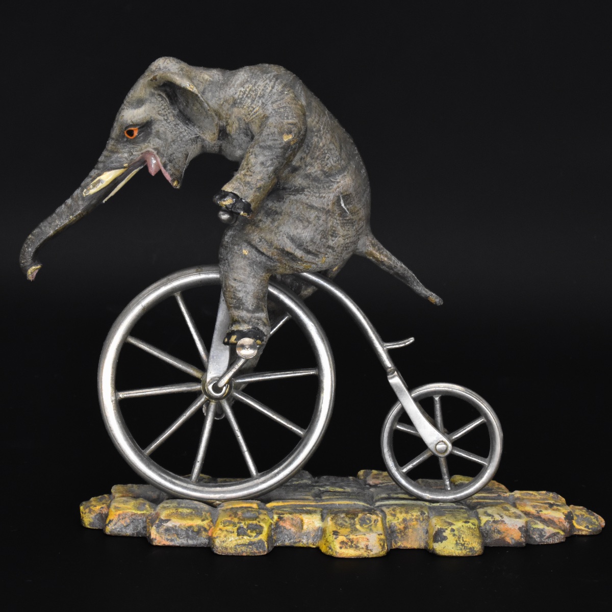 Elephant On A High-wheeler - Viennese Bronze, Ca. 1900
