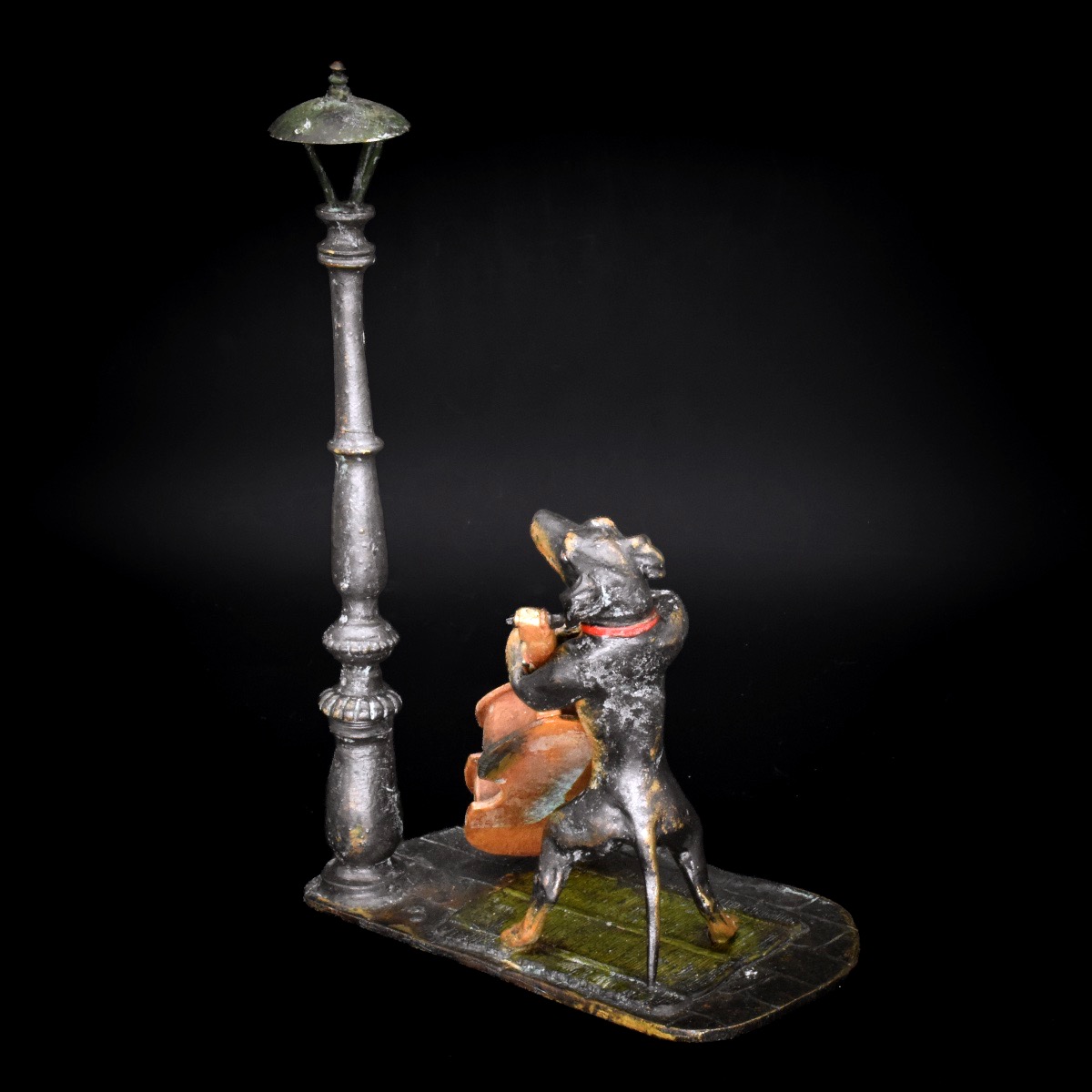 Large Dachshund With A Double Bass – Viennese Bronze, Bergmann, Circa 1900-photo-1