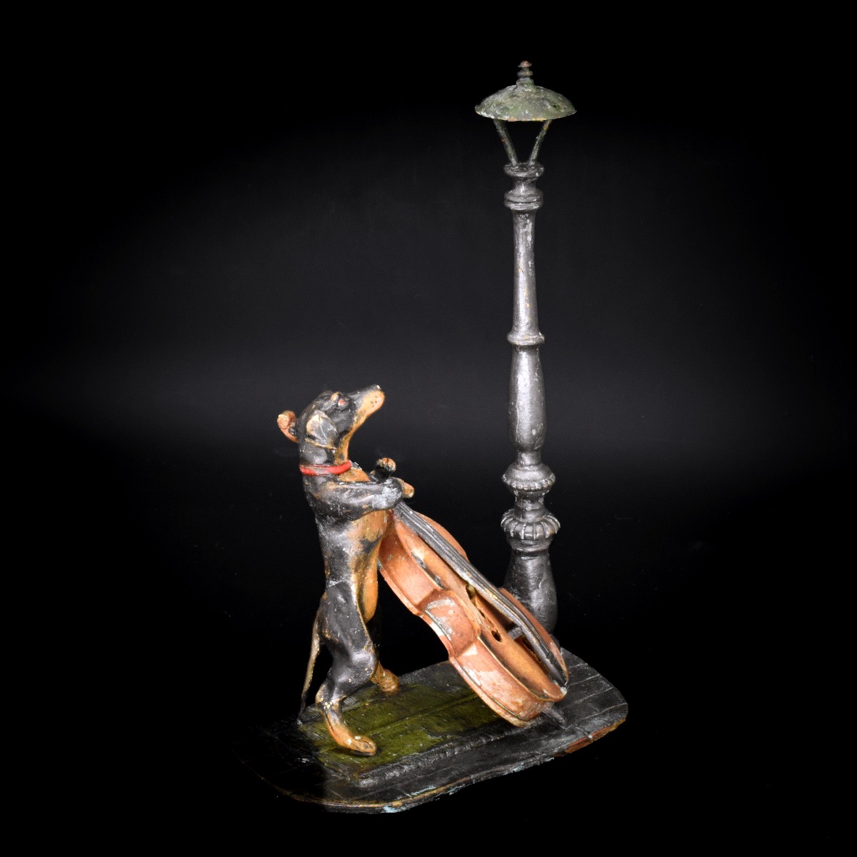 Large Dachshund With A Double Bass – Viennese Bronze, Bergmann, Circa 1900-photo-3