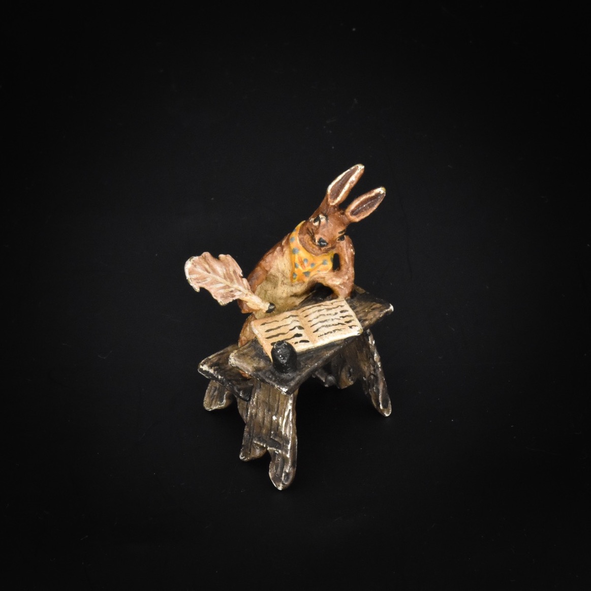 Lapin écrivain - Bronze de Vienne, Bergmann, fin XIXe siècle