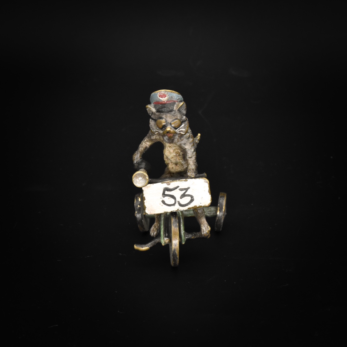 Chat coureur cycliste - Bronze de Vienne, Bergmann, fin du XIXe siècle-photo-2