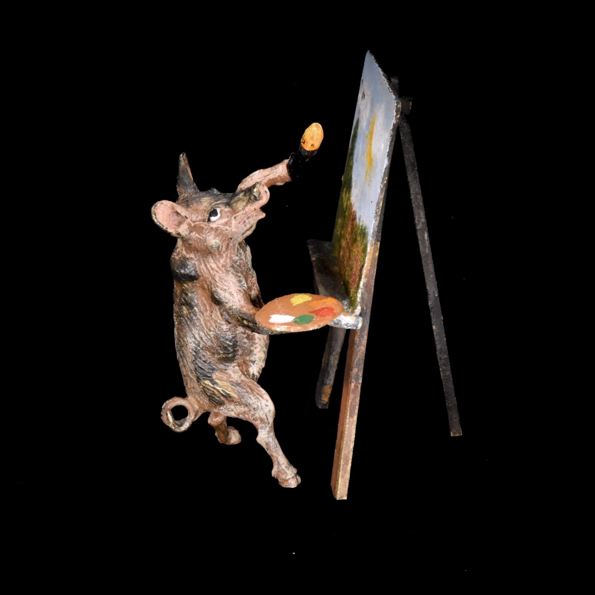 Proantic: Painting Pig - Viennese Bronze, Bergmann, Early 20th Century