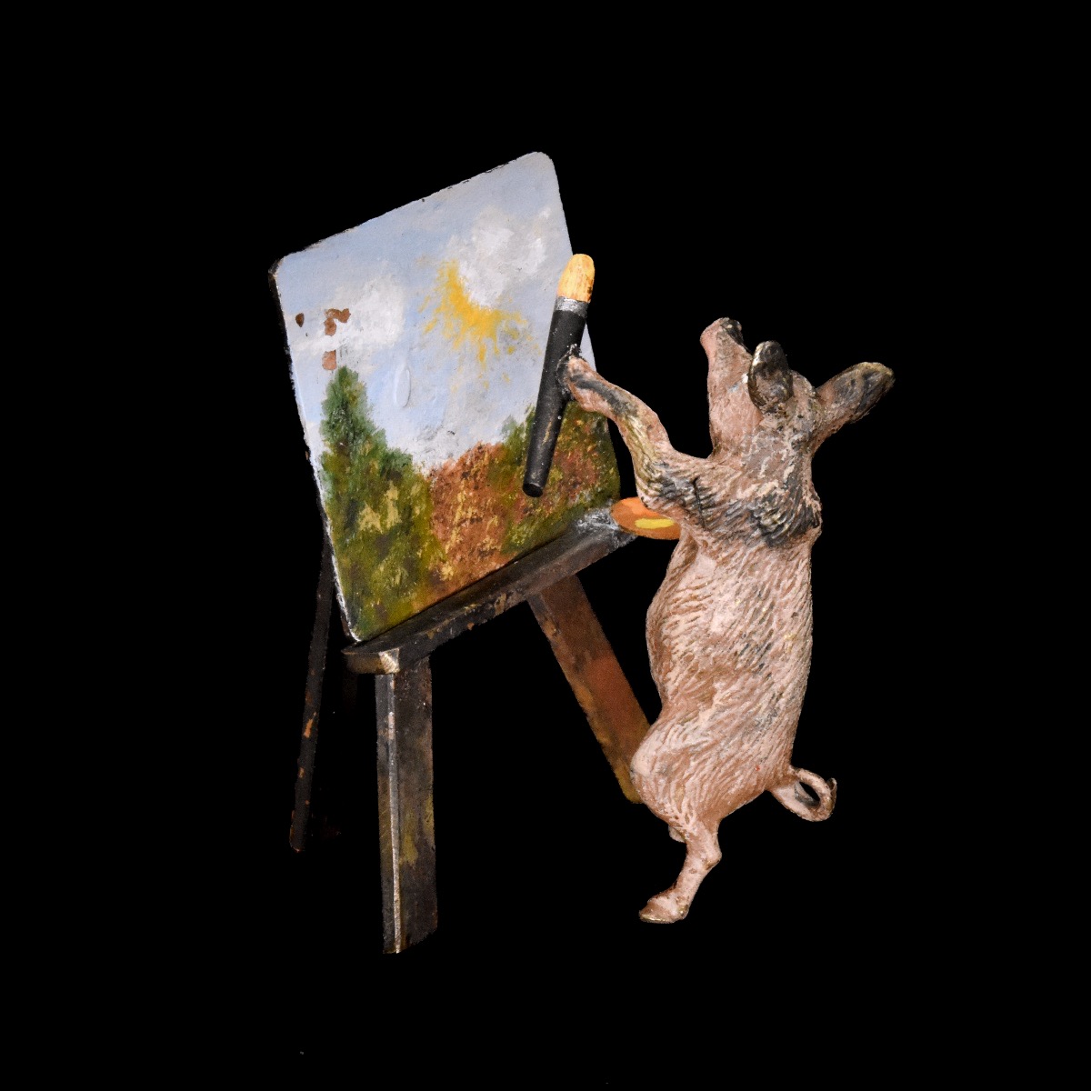 Proantic: Painting Pig - Viennese Bronze, Bergmann, Early 20th Century