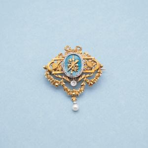 Broche émaillée 'Flèches et Carquois'