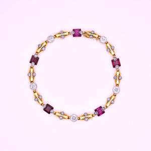 Amethysts And Diamonds Bracelet