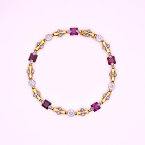 Amethysts And Diamonds Bracelet