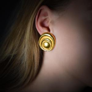 Lalaounis – Carved Gold Earrings, Greek Work