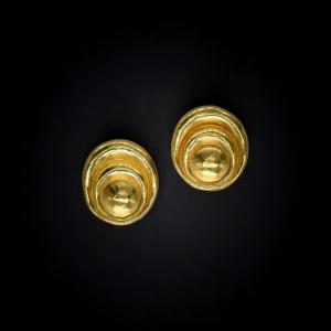 Lalaounis – Carved Gold Earrings, Greek Work