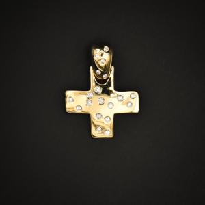 Croix en or et diamants, signée Pomellato