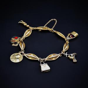 18k Gold Charm Bracelet - French Work