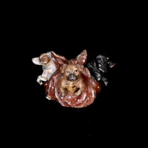 Puppies In A Scarf - Viennese Bronze, Bergmann, Late 19th Century
