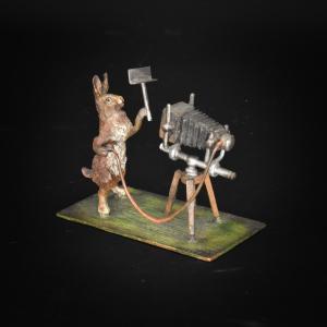 Photographer Rabbit - Viennese Bronze, Bergmann, Circa 1900