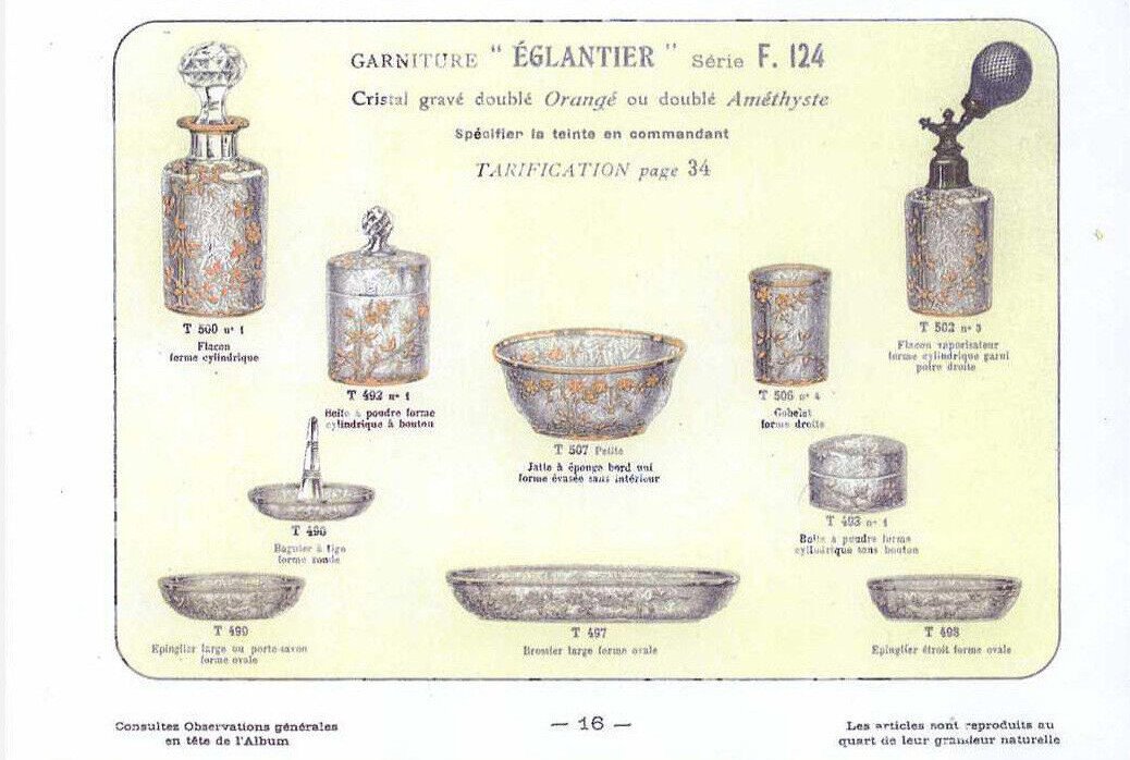 Baccarat, “eglantier” Pattern. Art Nouveau Sponge Bowl, In Acid-etched Double Crystal.-photo-3