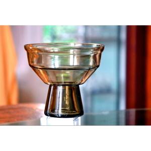 Daum Nancy France. Geometric Vase In Smoked Glass, Art Deco Period.