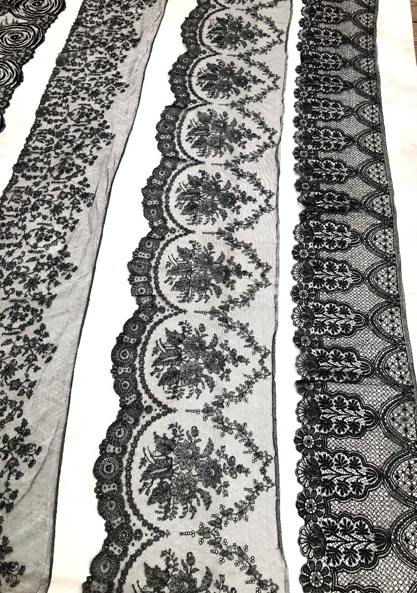 Dentelle 4 Meters Of Nineteenth And Art Deco Chantilly Lace-photo-4