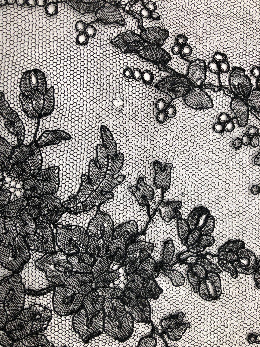 Dentelle 4 Meters Of Nineteenth And Art Deco Chantilly Lace-photo-5