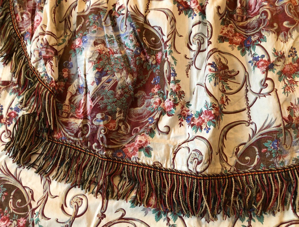Textile Pair Of Curtains Printed Character Second Empire XIXth Century-photo-3