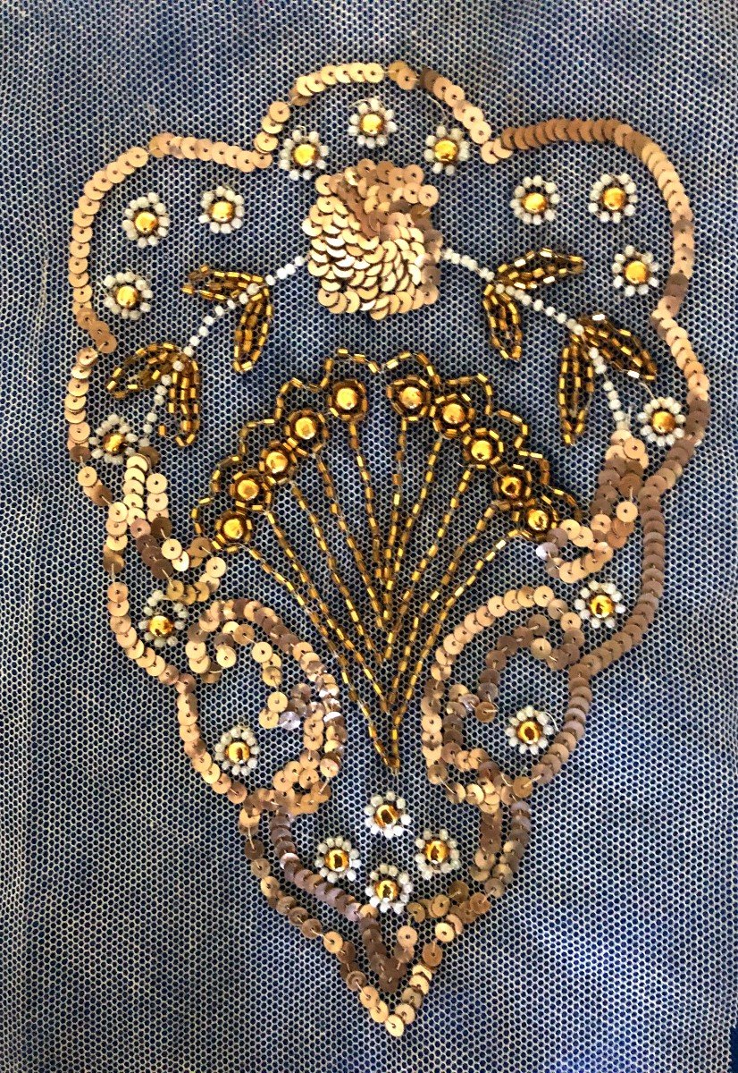 10 Early 20th Century Embroideries Of Beads And Sequins Haute Couture Sample-photo-2