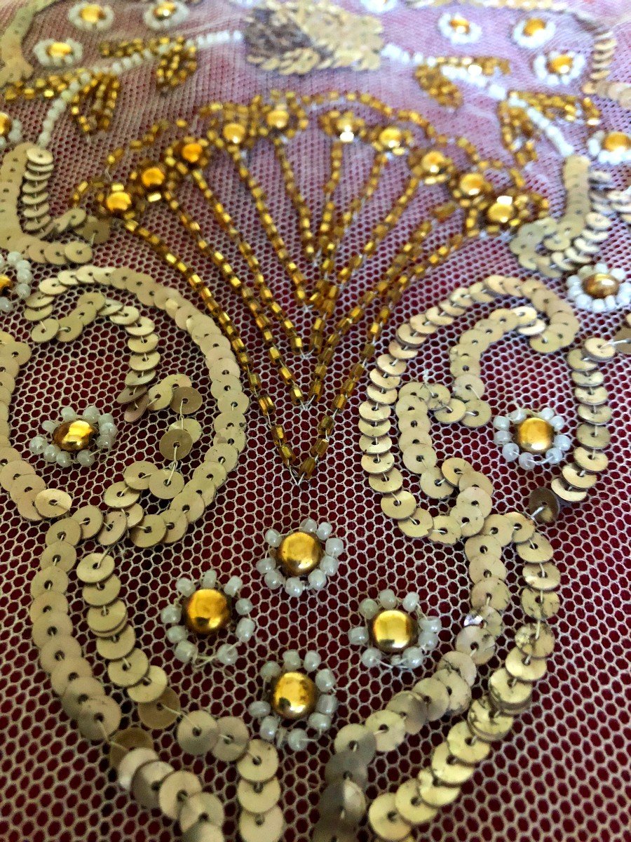 10 Early 20th Century Embroideries Of Beads And Sequins Haute Couture Sample-photo-4