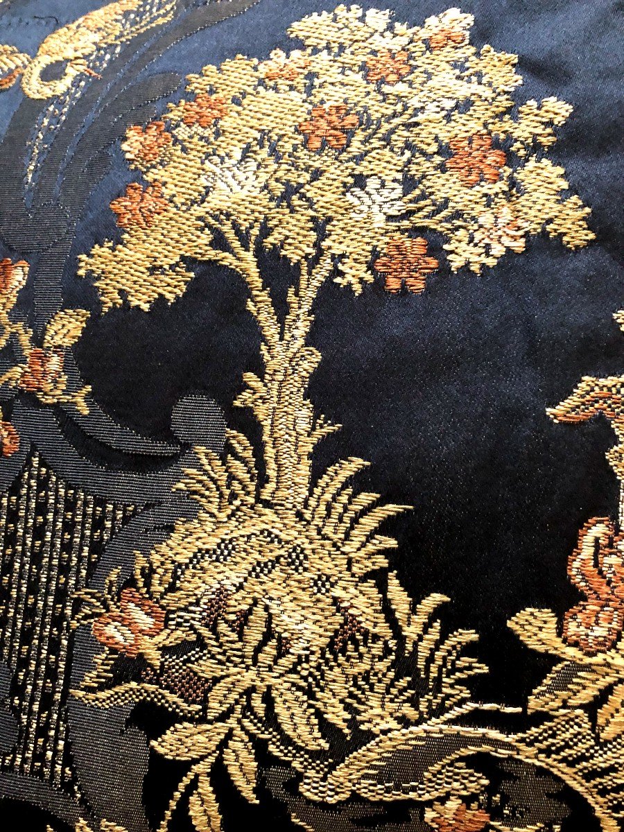 rideau Tentures  Coussins et embrases XIXème Siecle en Soie Au Chinois Pagotte Fleur japonisant-photo-3