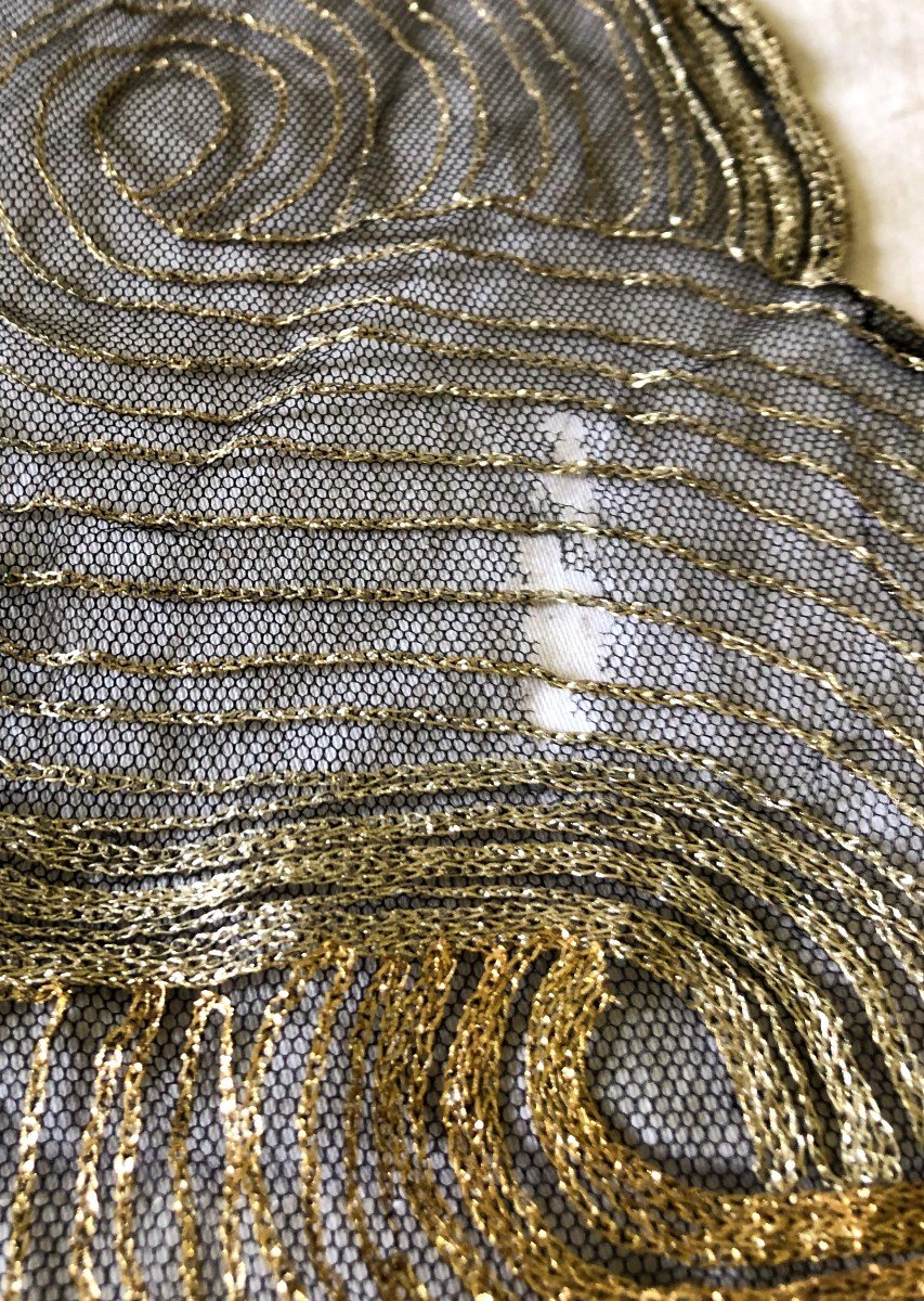 Etole Et Ceinture Art Deco Broderie Fil D Or Et Argent -photo-8