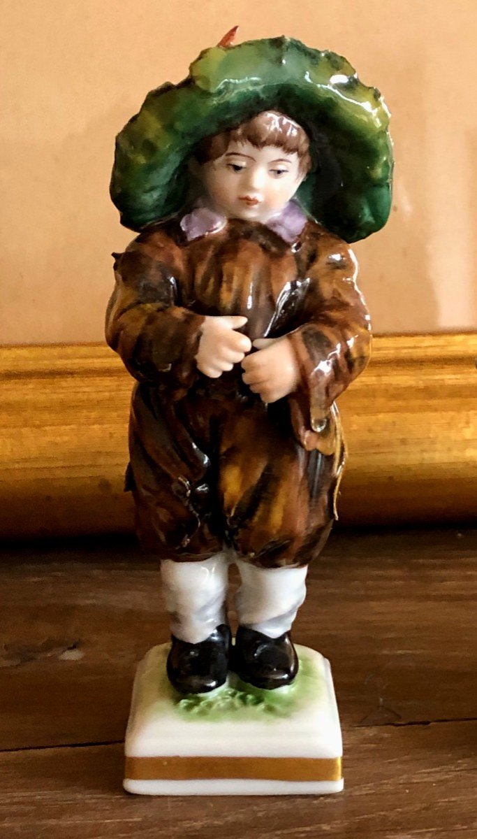 4 Polychrome Porcelain Beggar Child Characters Crown Saxe Meissen-photo-6
