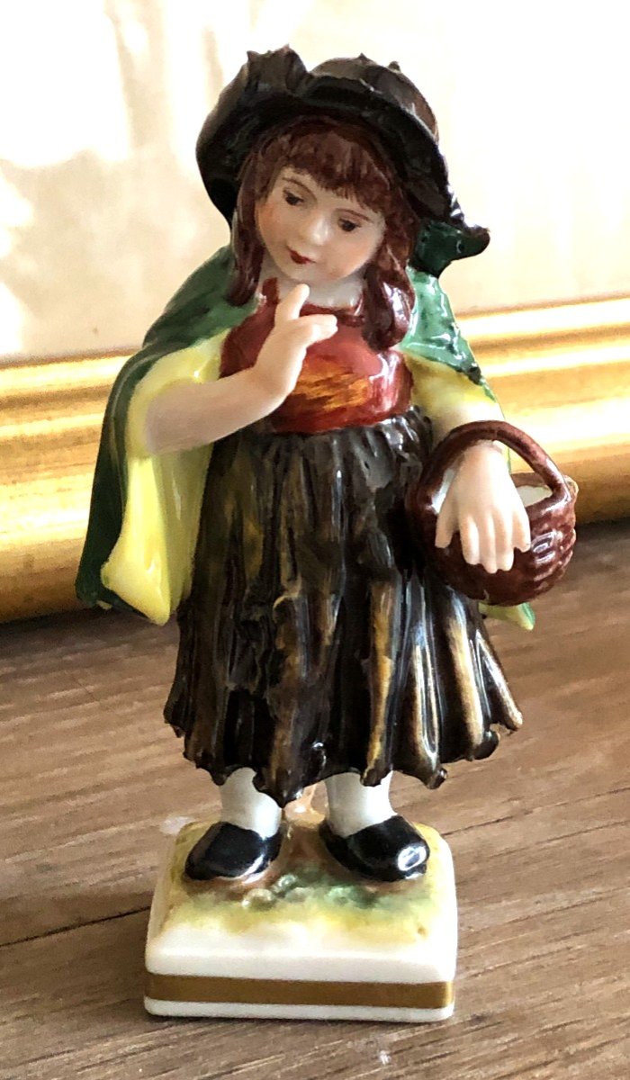 4 Polychrome Porcelain Beggar Child Characters Crown Saxe Meissen-photo-8
