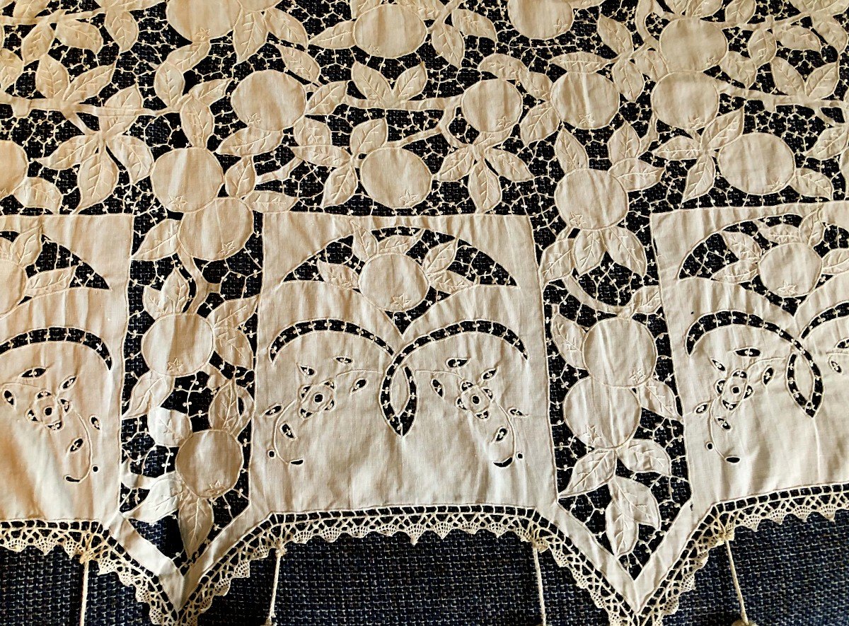 Pair Of 1900 Embroidered Cantonnieres Curtains-photo-2
