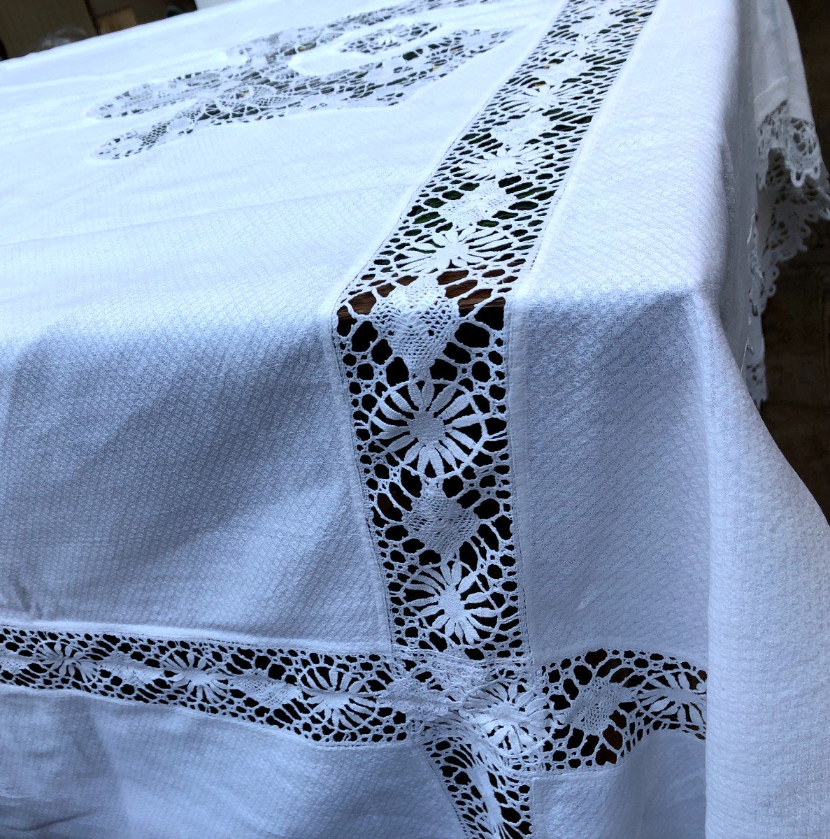 19th Century Embroidered Tablecloth-photo-4