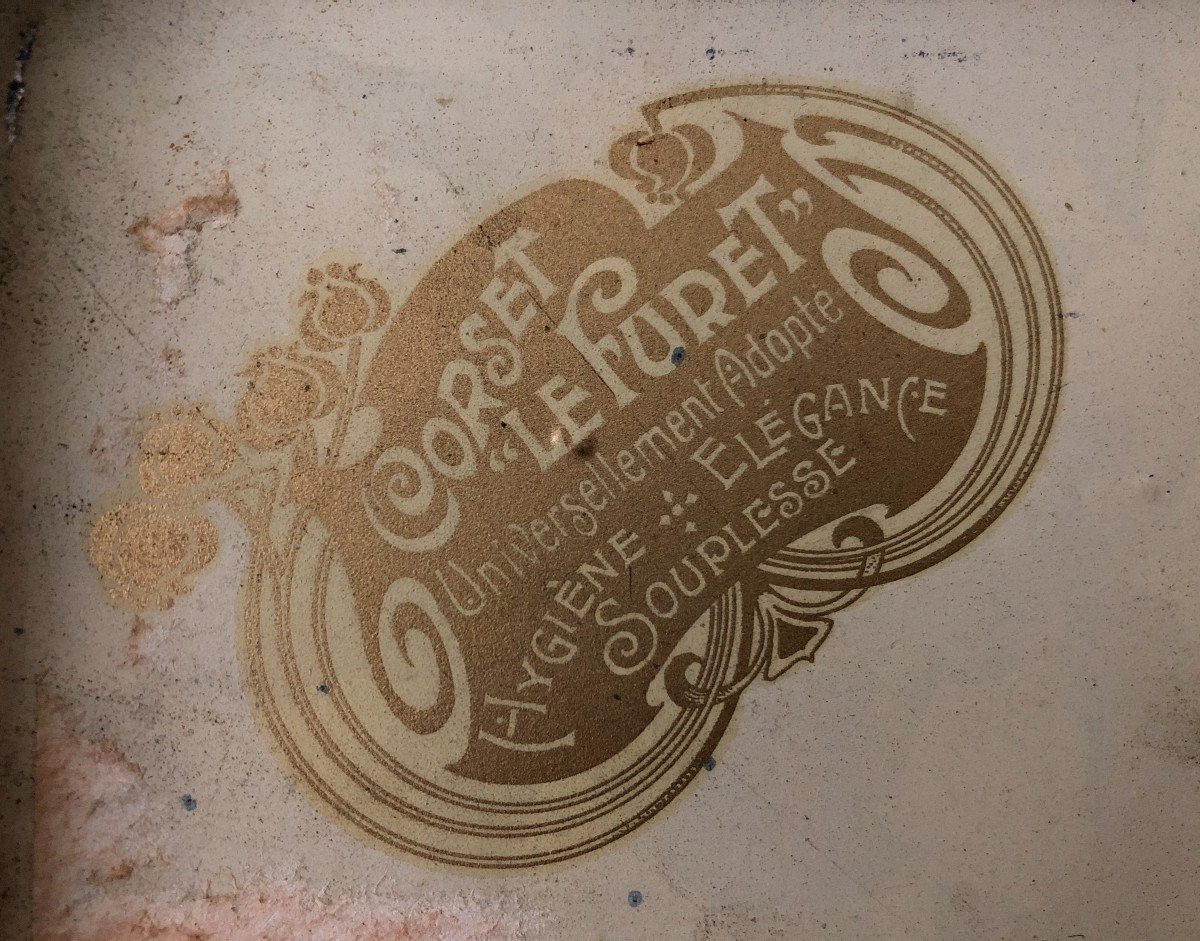 Le Ferret Box For Art Nouveau Corset Serigraphed Tole  Advertising  Box-photo-2
