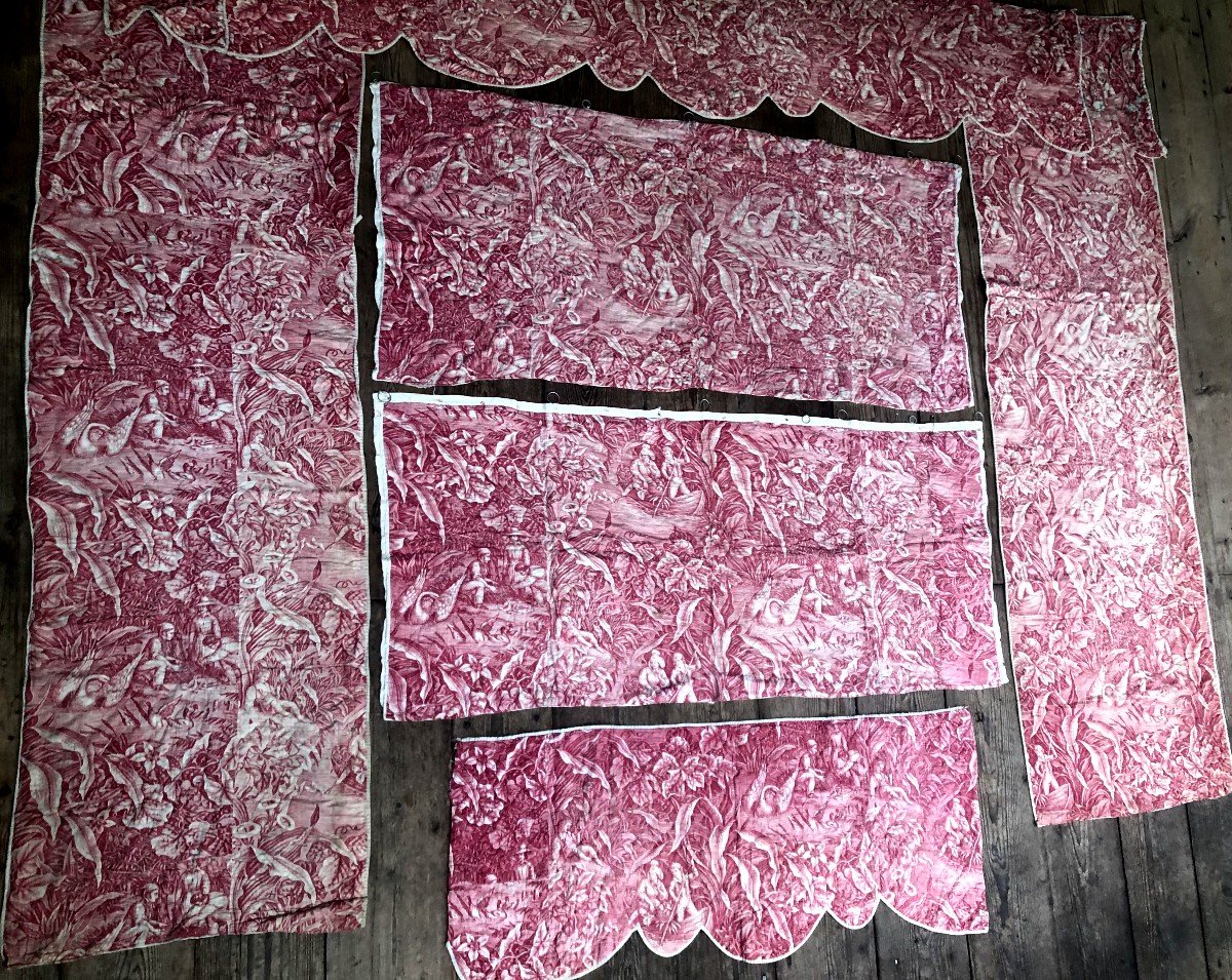 Textile 6 Character Canvases From Rouen Circa 1810 Printed Normandy