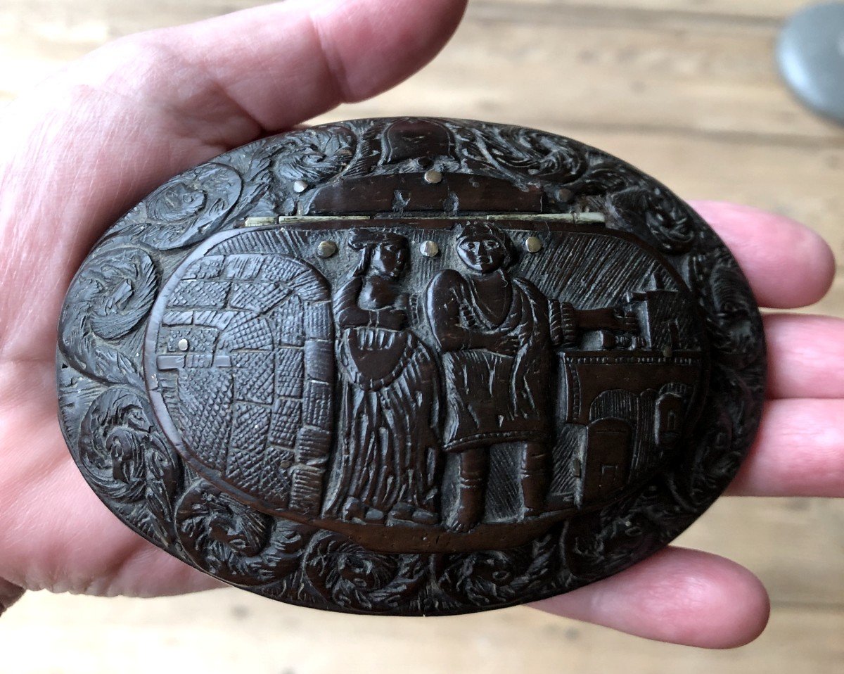 Corozo Character Snuff Box Folk Art Convict Work Early 19th Century-photo-1
