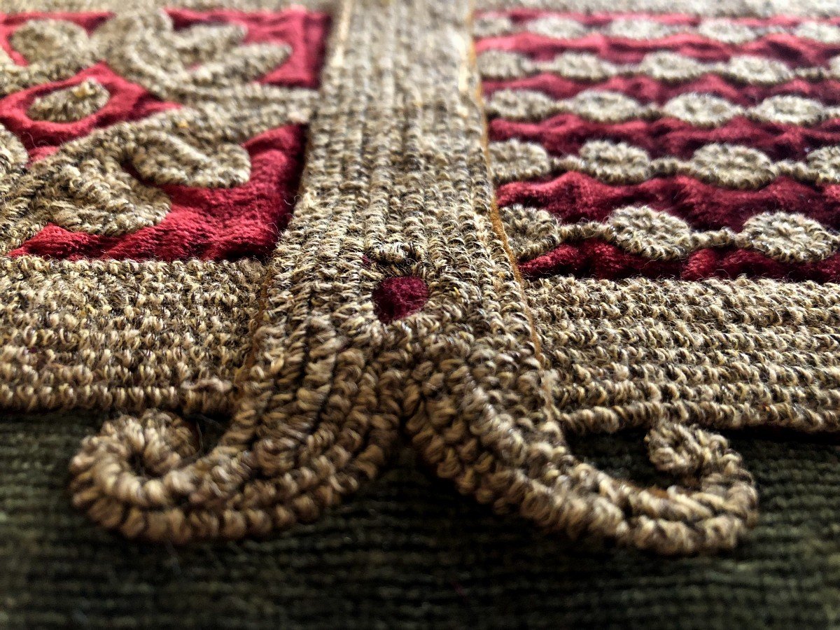 Tissu Passementerie Broderie Echantillon XIXème Galons FLEUR DE LYS-photo-3