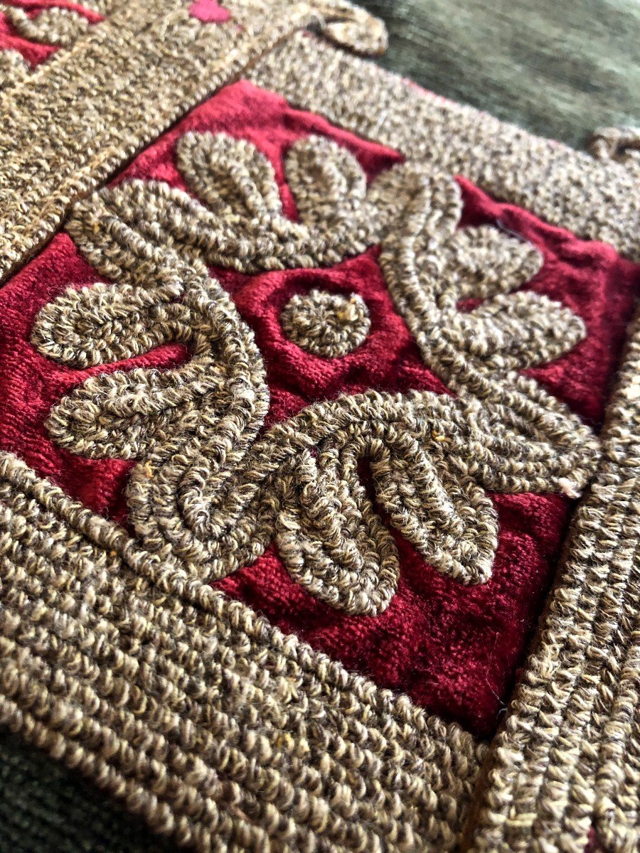 Tissu Passementerie Broderie Echantillon XIXème Galons FLEUR DE LYS-photo-4