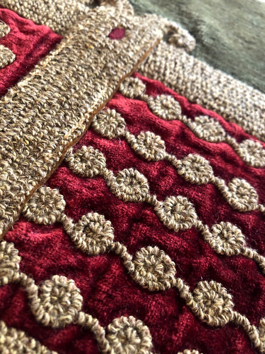Tissu Passementerie Broderie Echantillon XIXème Galons FLEUR DE LYS-photo-6