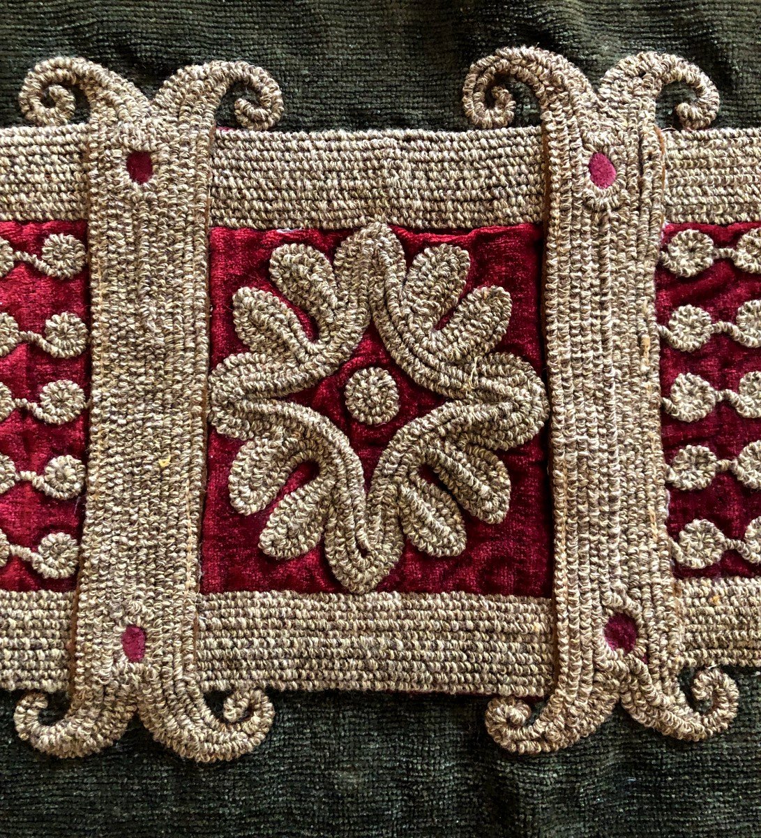 Tissu Passementerie Broderie Echantillon XIXème Galons FLEUR DE LYS-photo-7