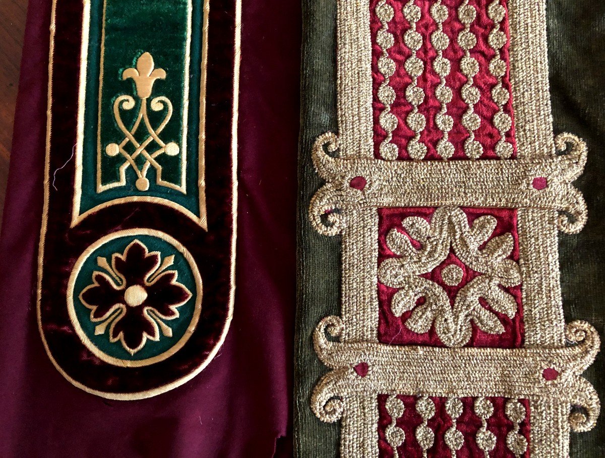 Tissu Passementerie Broderie Echantillon XIXème Galons FLEUR DE LYS
