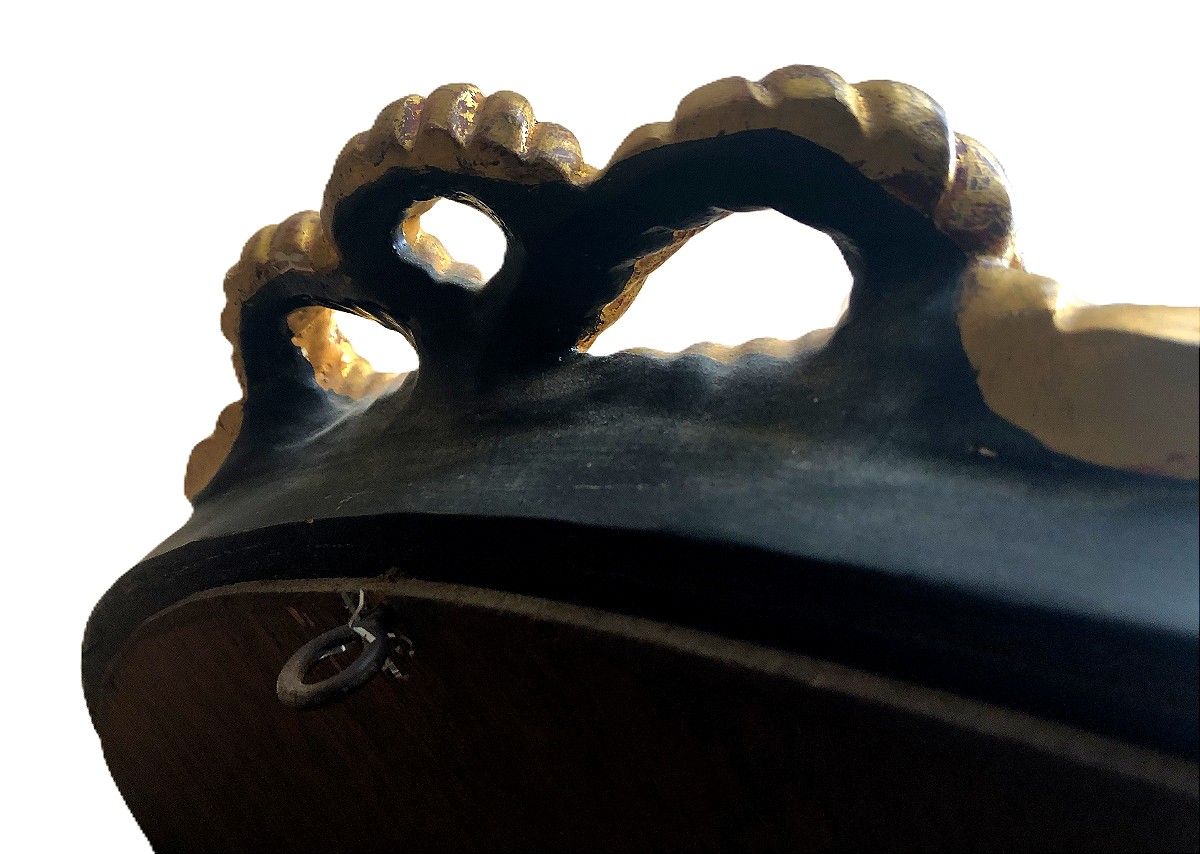 Mirror With Gilded Wood Frame, Carved Rope And Knots -photo-3