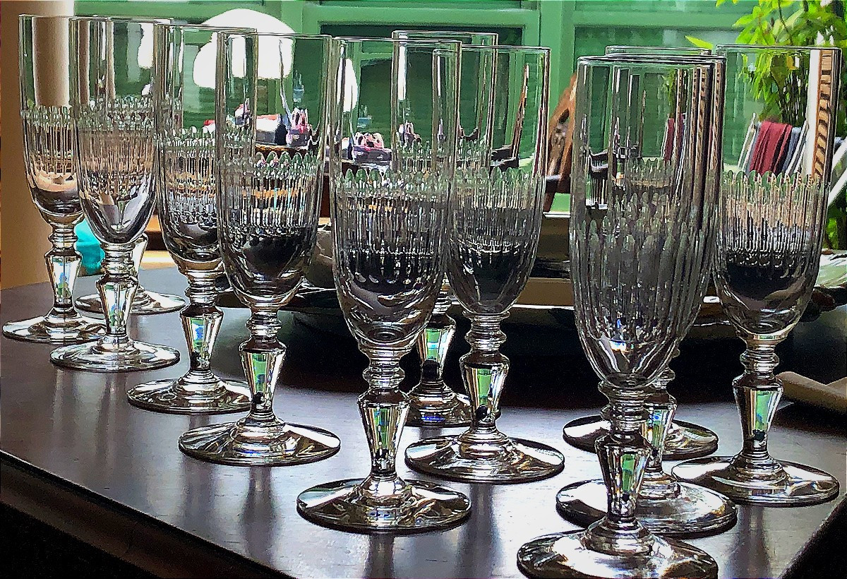 Baccarat 12 Cut Crystal Champagne Flutes