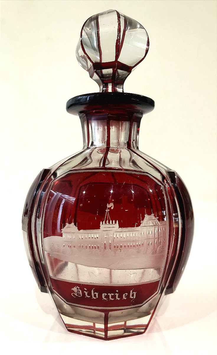Bohemian Crystal Bottle Overlay Germany 19th Century