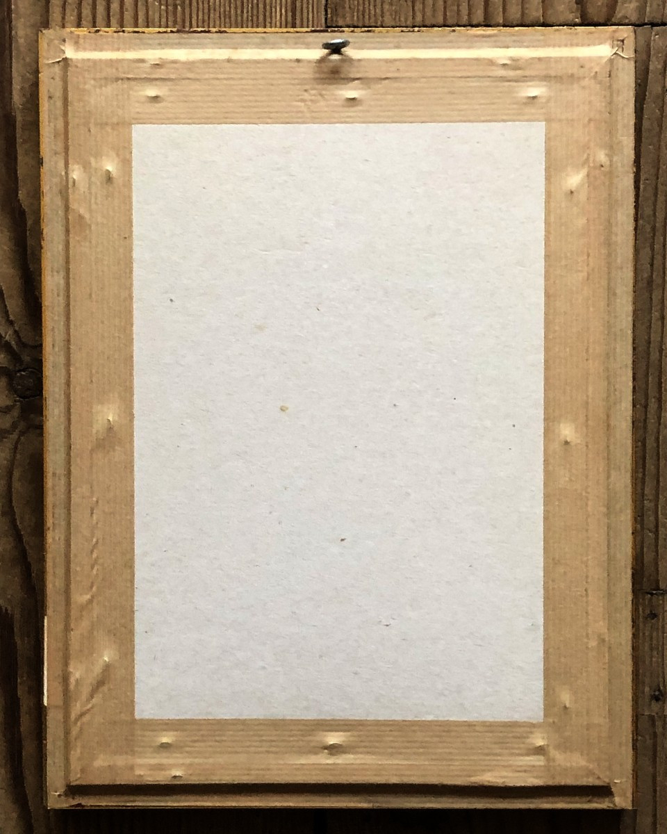 Watercolor Drawing Snowy Landscape Golden Frame Painting -photo-4
