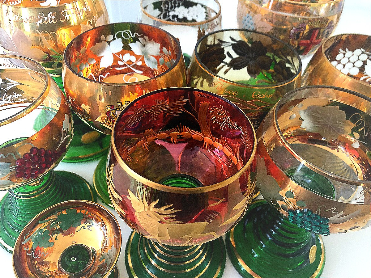 10 Glass Roemer Win Forestier Crystal Collection Germany