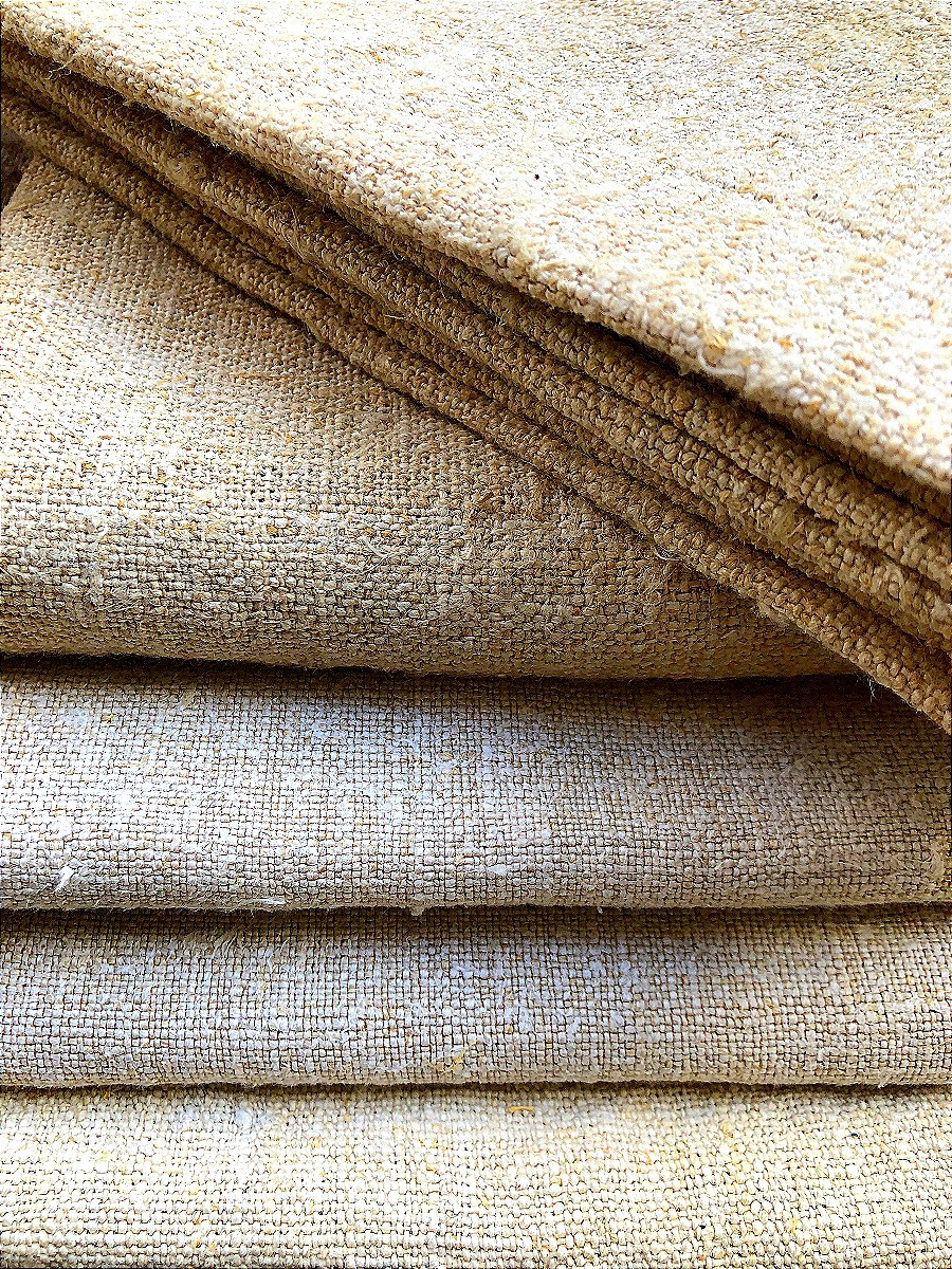 Antique Fabric 5 Tea Towels In Hemp 18th Century