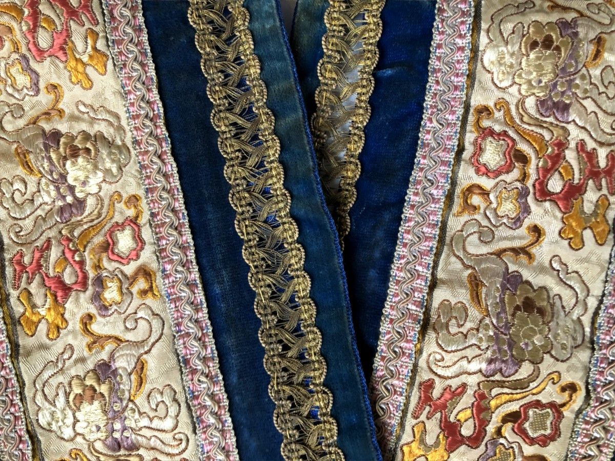 TISSU ANCIEN METRAGE  RUBAN GALON ELABORE  XIXème SIECLE -photo-4