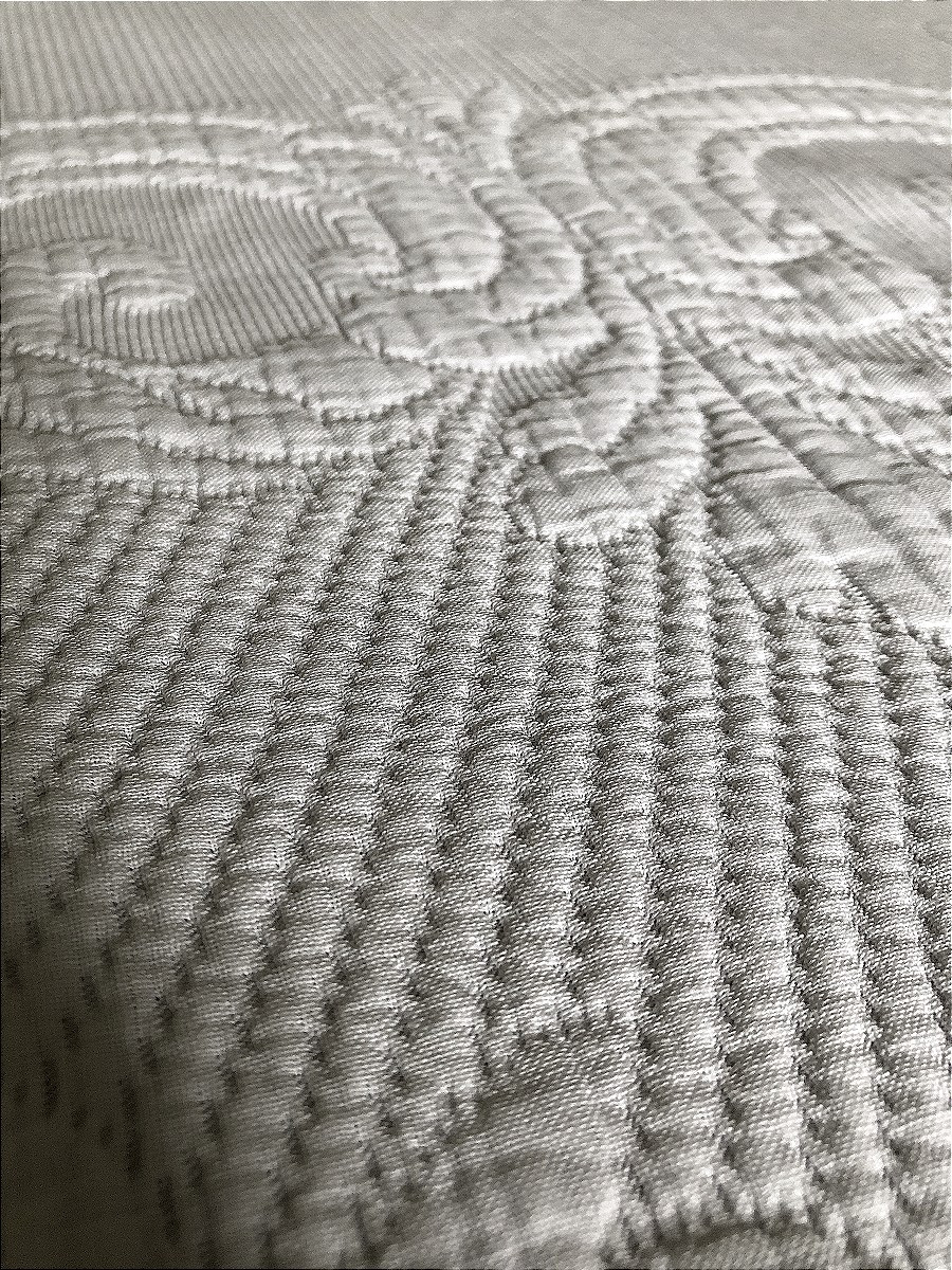 TISSU ANCIEN PIQUE DE MARSEILLE COURTE POINTE 1900 COUVRE LIT-photo-3